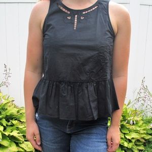 SOLD NEW Madewell Black Embroidered Peplum Blouse